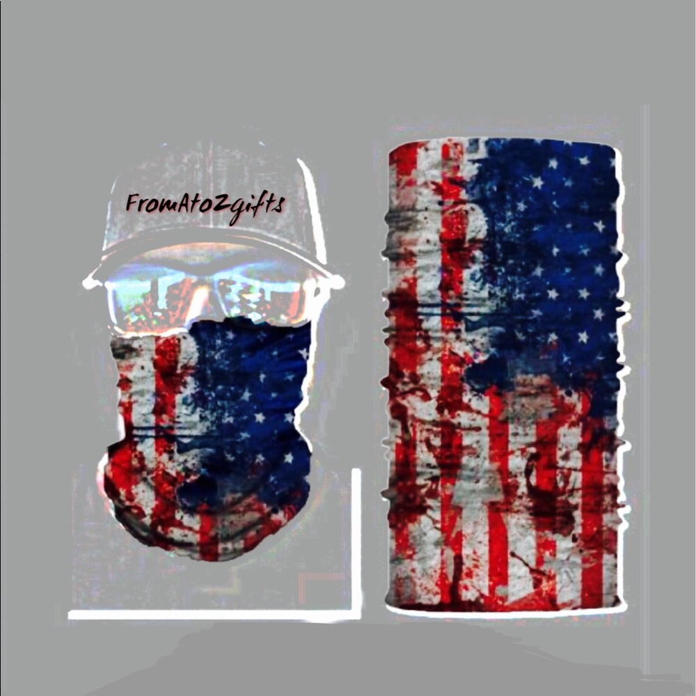 Patriotic Distressed Stars & Stripes 16 n 1 Neck Gaiter Face Cover Dust Mask